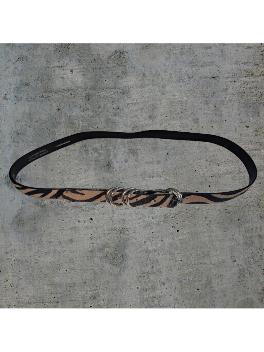 Leather Faux Zebra Print Hair Belt